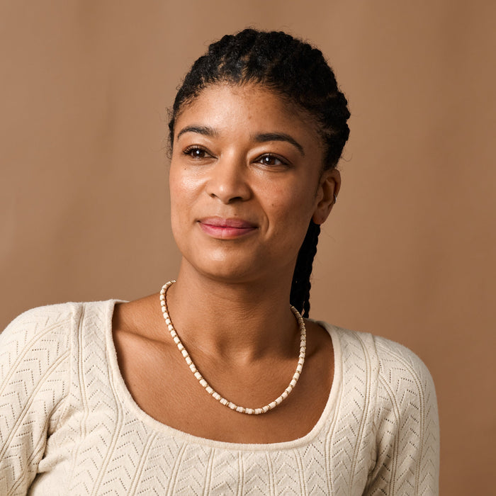 Kira Bead Necklace - Tan+Gold 3