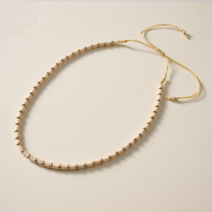 Kira Bead Necklace - Tan+Gold 2