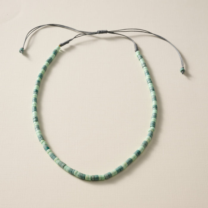 Dara Bone Bead Necklace - Light+Dark Green 3