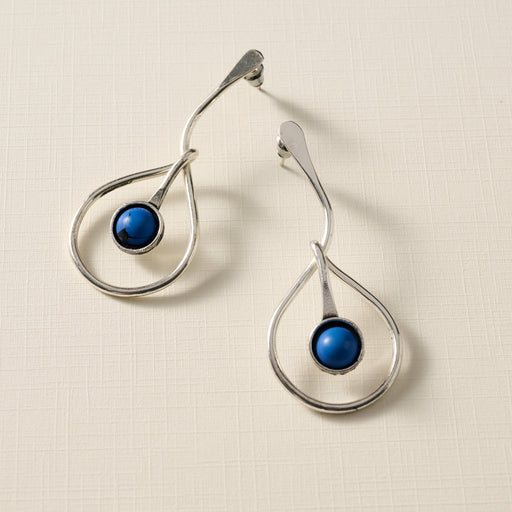 Kaksha Silver Cobalt Bead Drop Earrings - Ten Thousand Villages