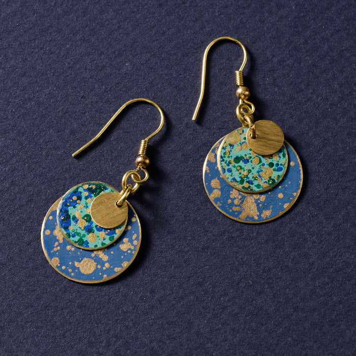 Asha Patina Disc Drop Earrings 2