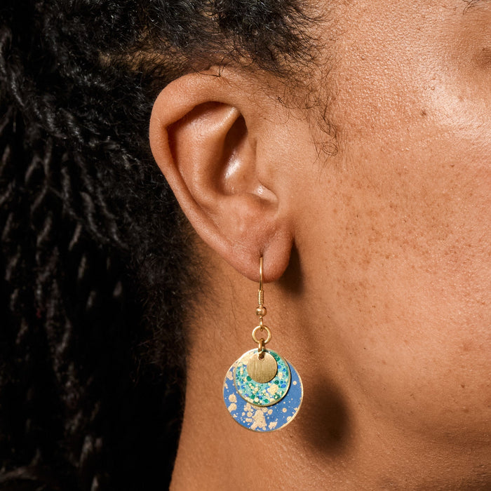 Asha Patina Disc Drop Earrings 1