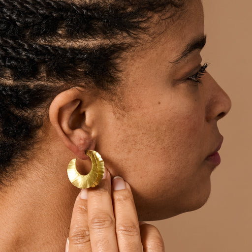 Usha Brass Ruffle Post Earrings - Ten Thousand Villages