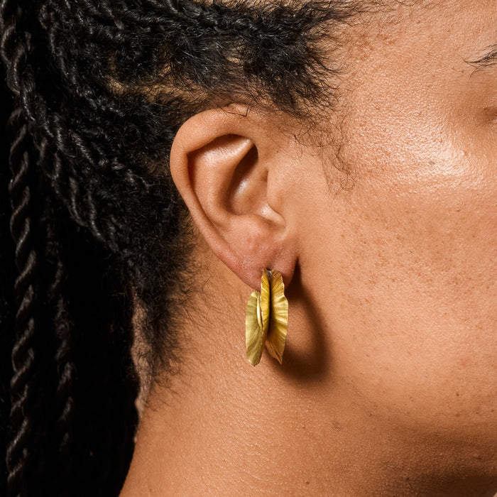 Usha Brass Ruffle Post Earrings 3
