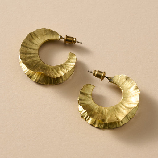 Usha Brass Ruffle Post Earrings