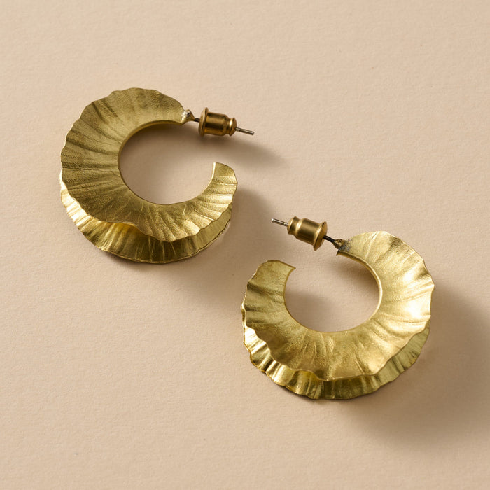 Usha Brass Ruffle Post Earrings 1