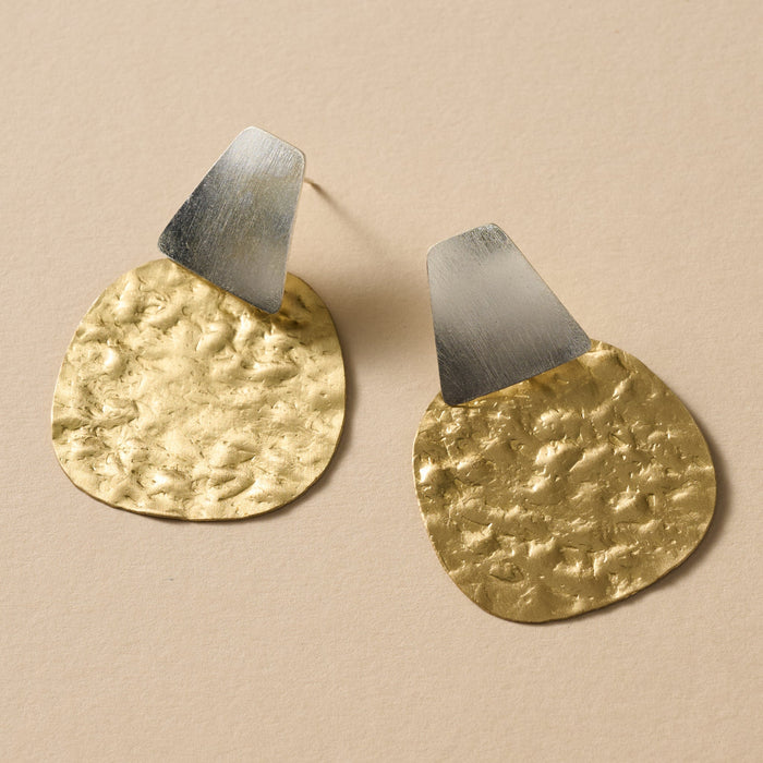 Kajal Hammered Brass Post Earrings 2