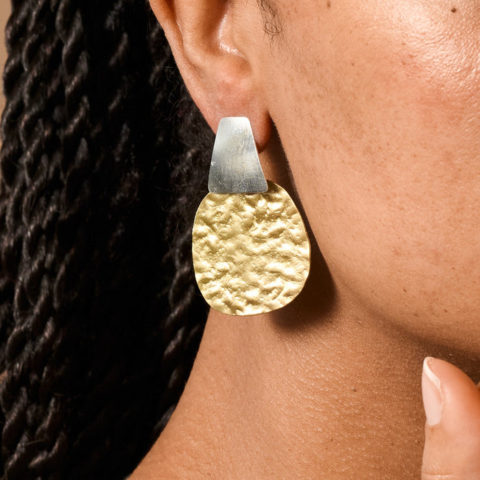 Kajal Hammered Brass Post Earrings 3