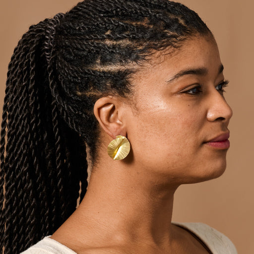 Kiran Crumpled Spiral Post Earrings