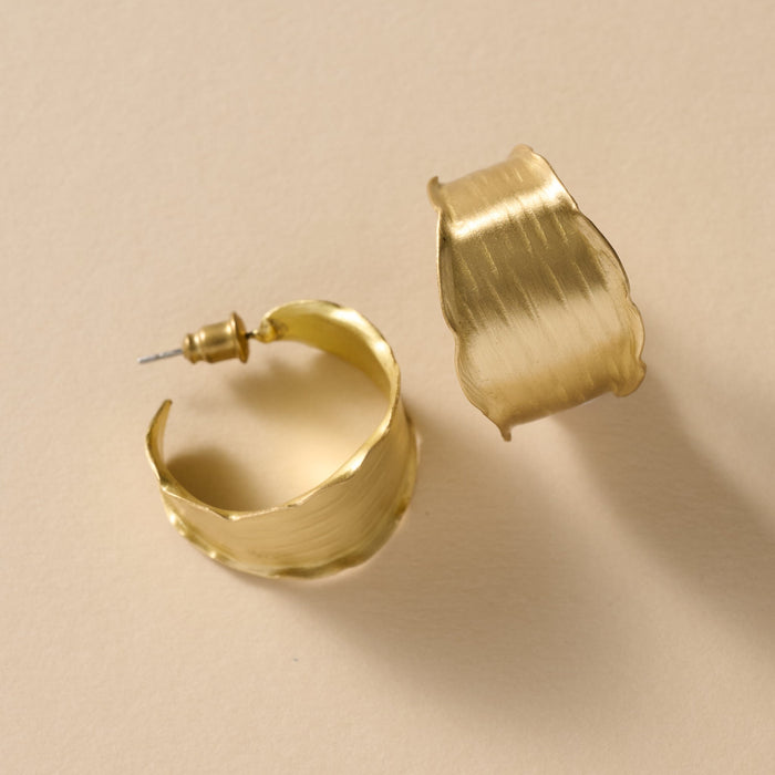 Diva Hammered Brass Hoop Earrings 1