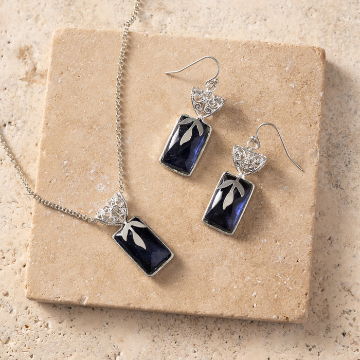 Chandra Glass Stone & Leaf Necklace 2