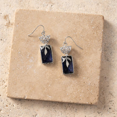 Chandra Glass Stone & Leaf Earrings