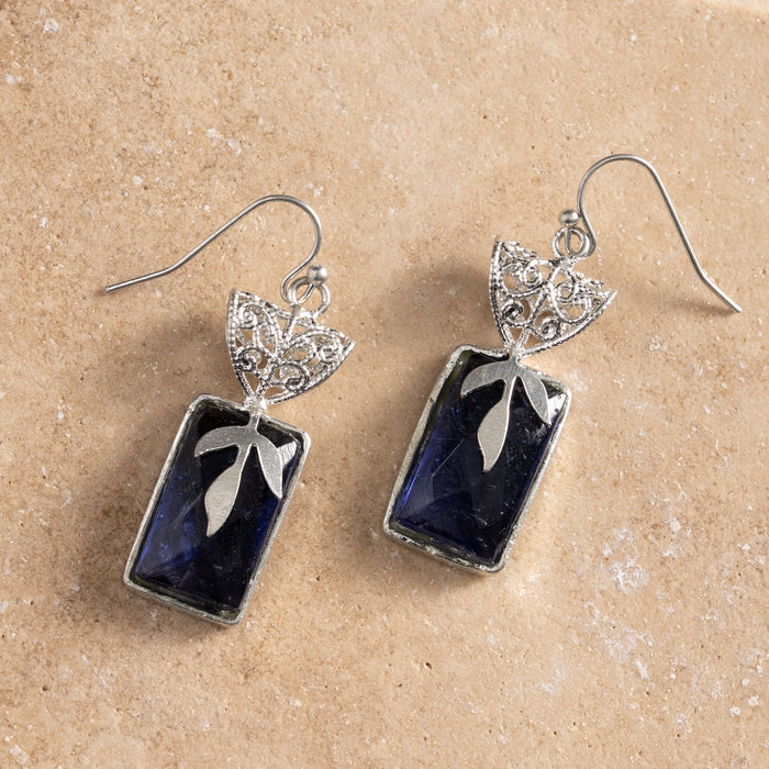 Chandra Glass Stone & Leaf Earrings 3