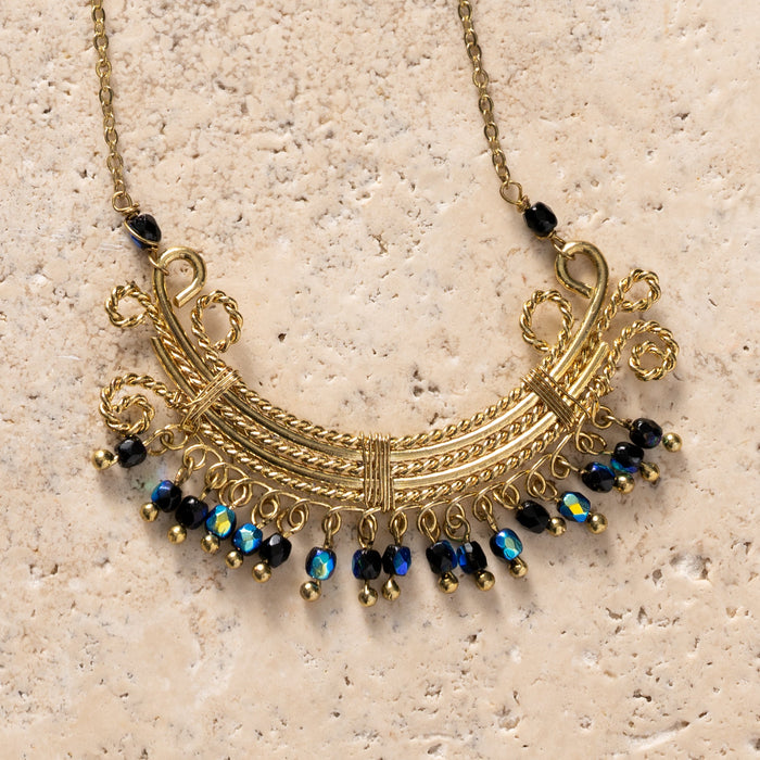 Kalpana Glass Bead Swirl Necklace 4