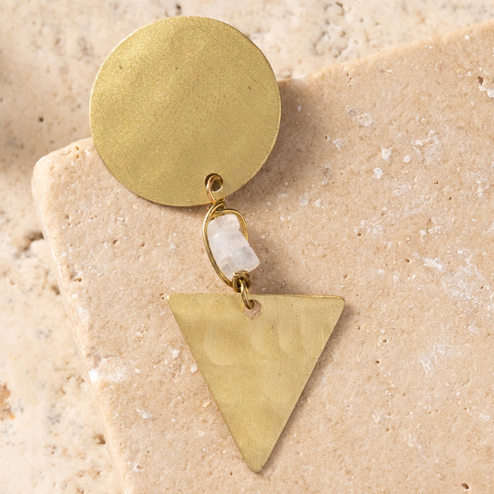 Prateek Brass and Moon Stone Earrings 2