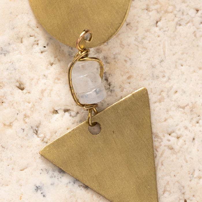 Prateek Brass and Moon Stone Earrings 4