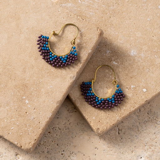 Keel Glass Bead Fringe Earrings