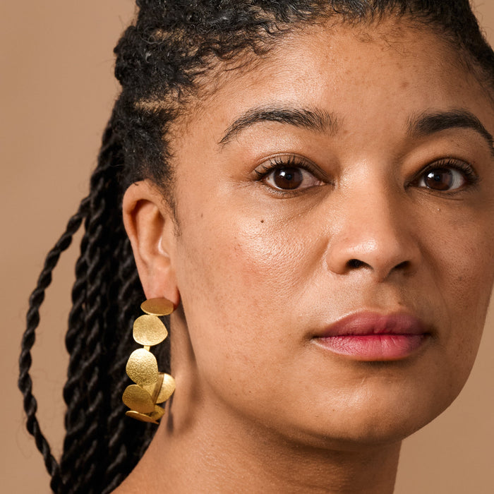 Yavi Hammered Brass Disc Earrings 4