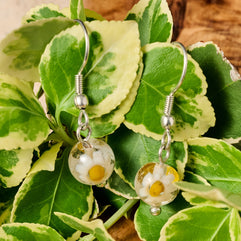Glass Bead Daisy Dangle Earrings