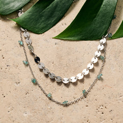Dohara Disc and Stone Necklace