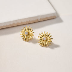 Sunburst Moonstone Post Earrings