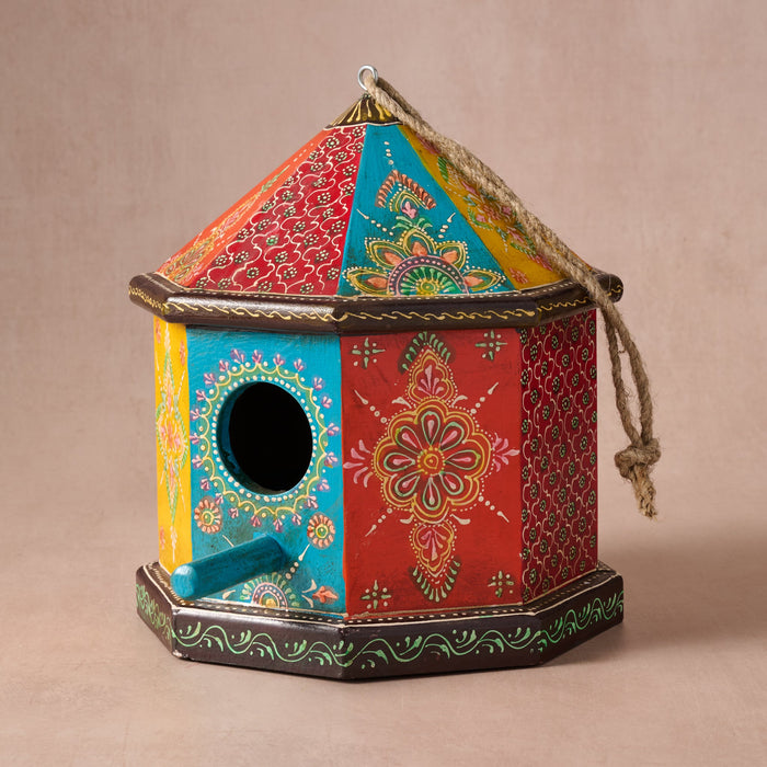 Sarkas Hand Painted Birdhouse with Perch 1