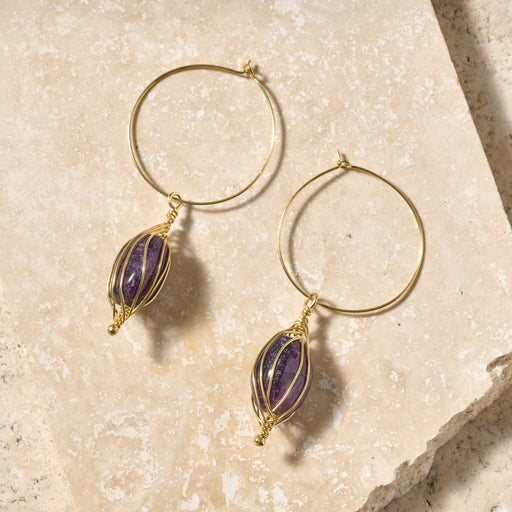 Clarity Amethyst Hoop Earrings