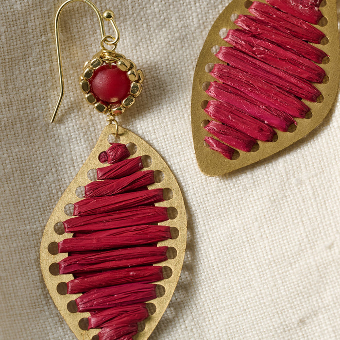 Threaded Leaf Drop Earrings 2