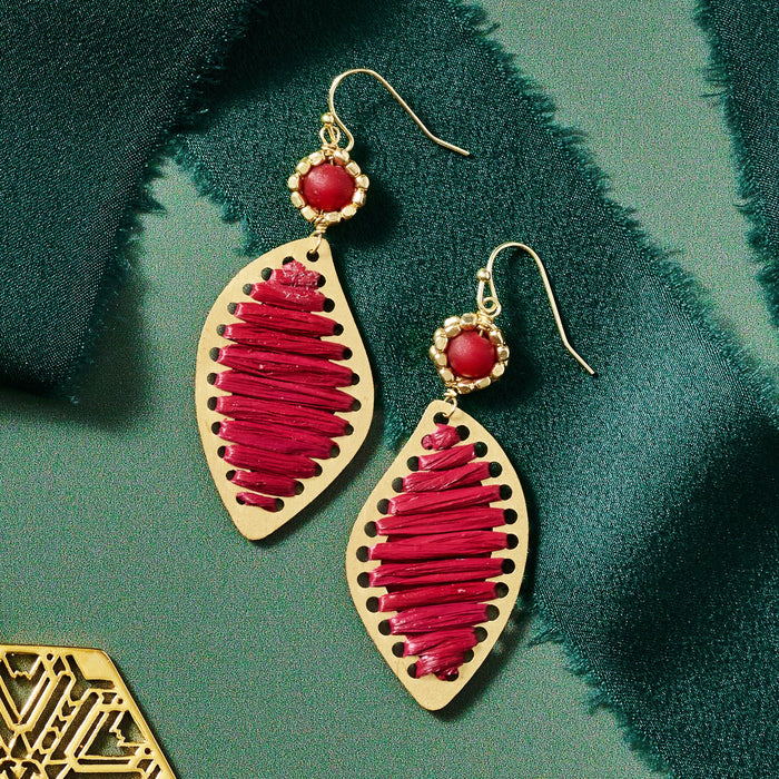 Threaded Leaf Drop Earrings 3