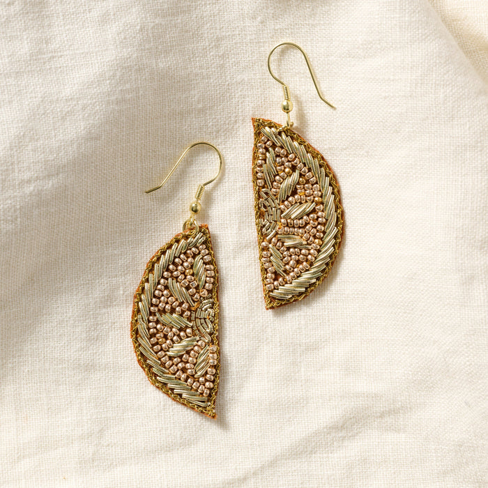 Anjali Beaded Orange Slice Drop Earrings 3