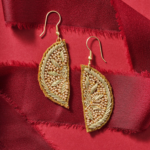 Anjali Beaded Orange Slice Drop Earrings