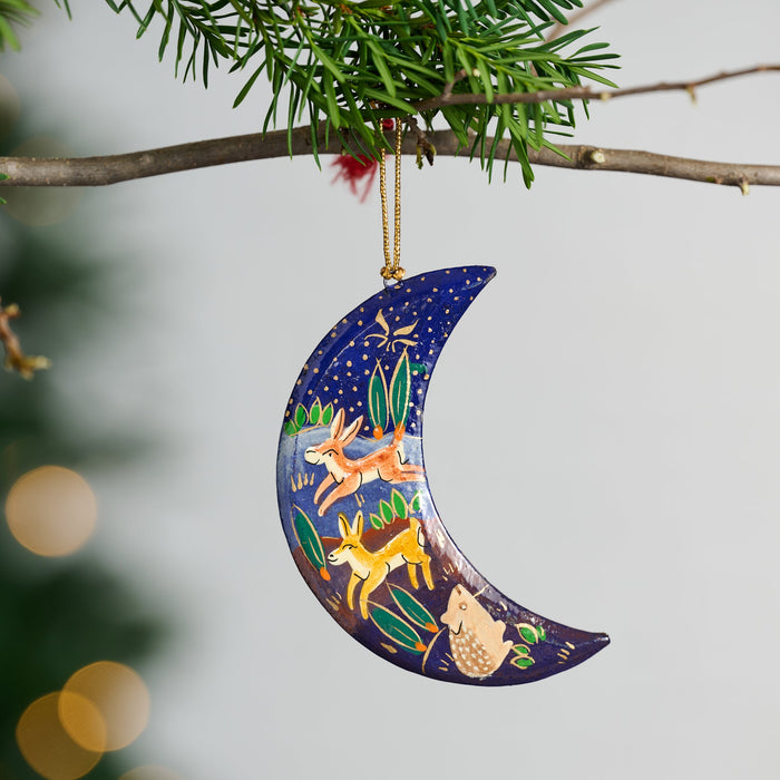 Painted Moon Paper Mache Ornament 1