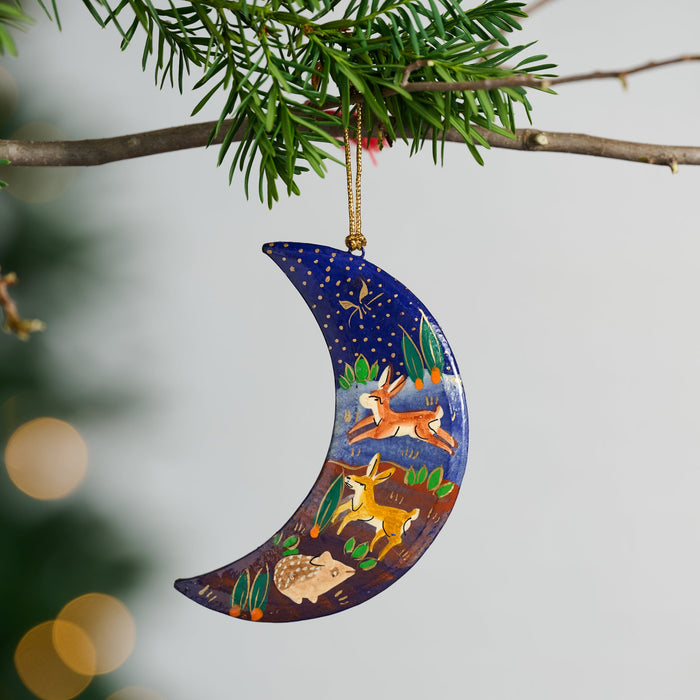 Painted Moon Paper Mache Ornament 3