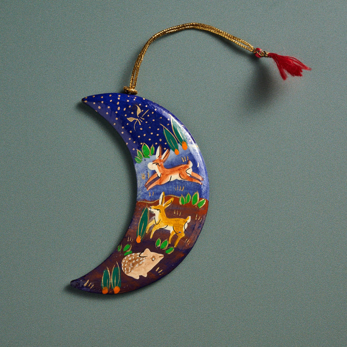 Painted Moon Paper Mache Ornament 4