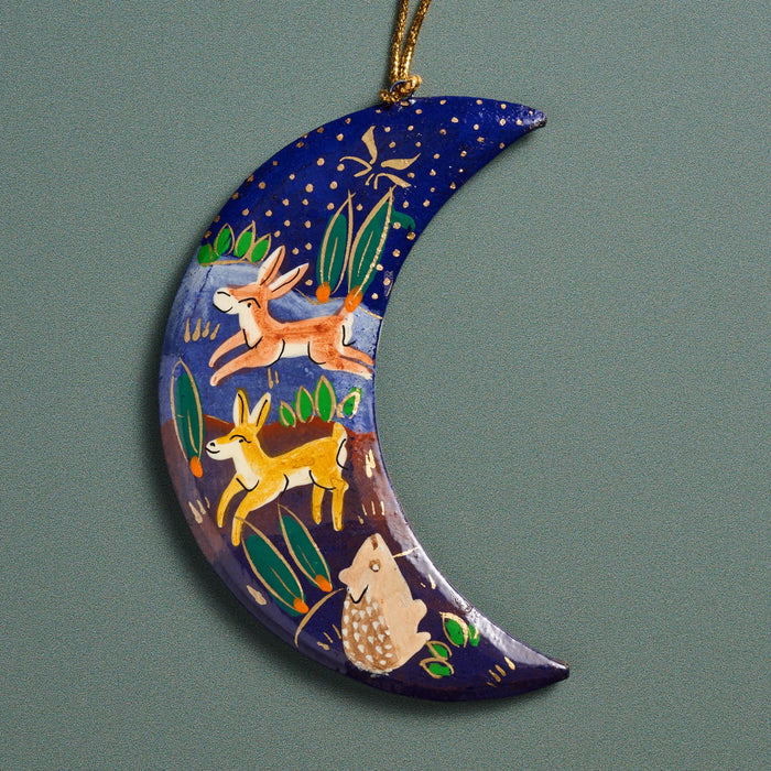 Painted Moon Paper Mache Ornament 2