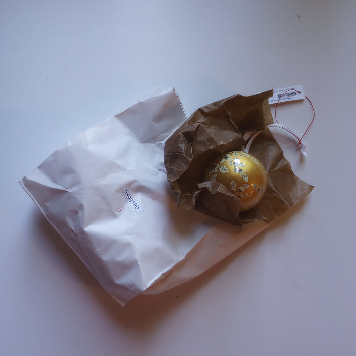 Painted Gold Florals Paper Mache Ball Ornament 4