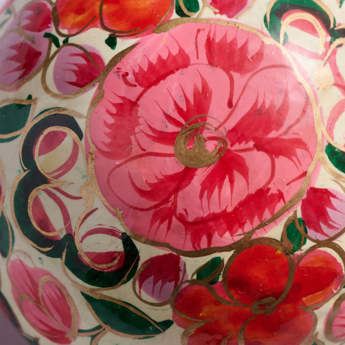 Painted Bright Florals Paper Mache Ball Ornament 3