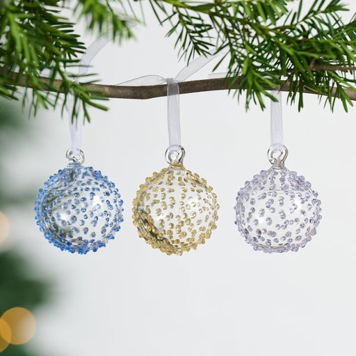 Blown Glass Ball Ornament - Set of 3