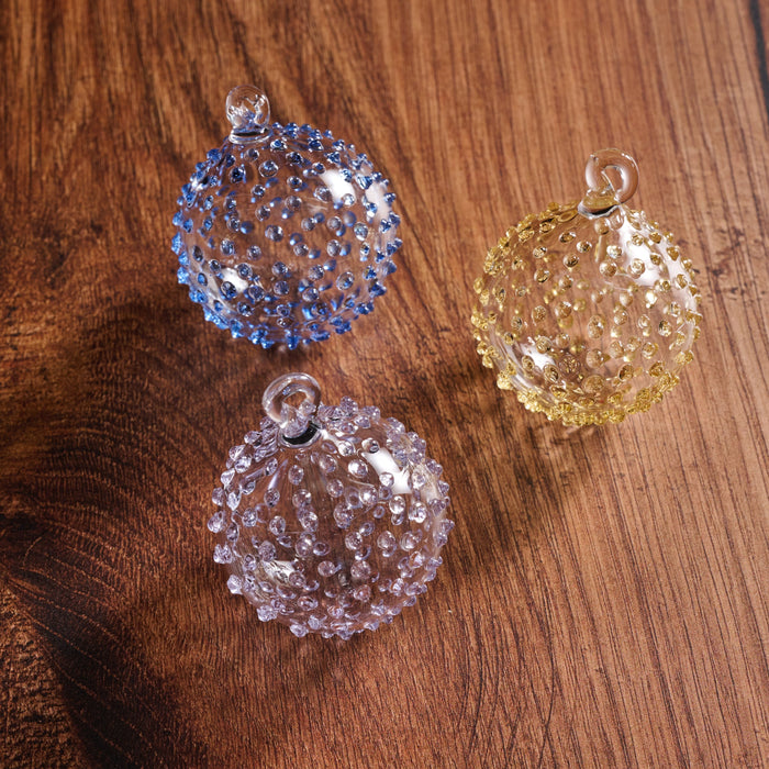 Blown Glass Ball Ornament - Set of 3 2