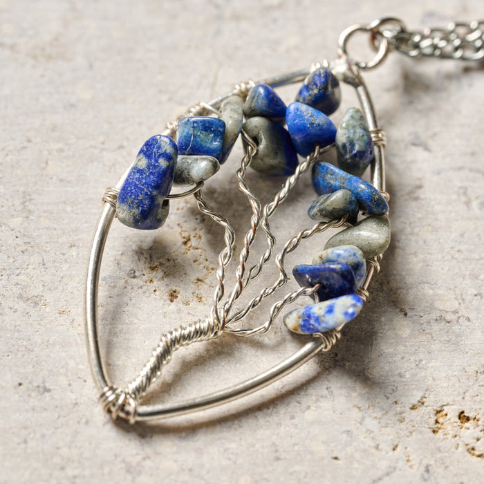 Lapis Tree Pendant Necklace 2