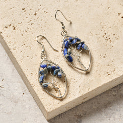 Lapis Tree Drop Earrings