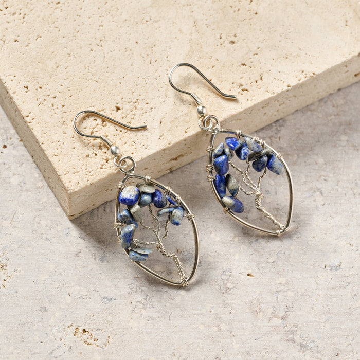 Lapis Tree Drop Earrings 3