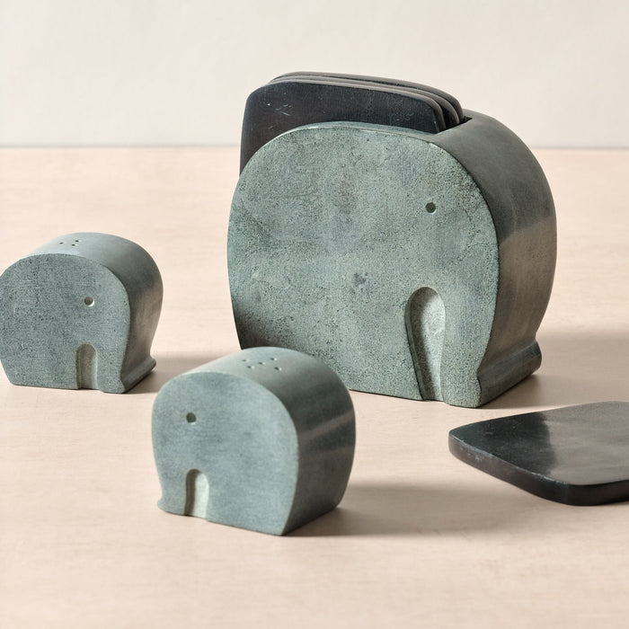 Stone Elephant Holder and Coasters - Set of 4 3