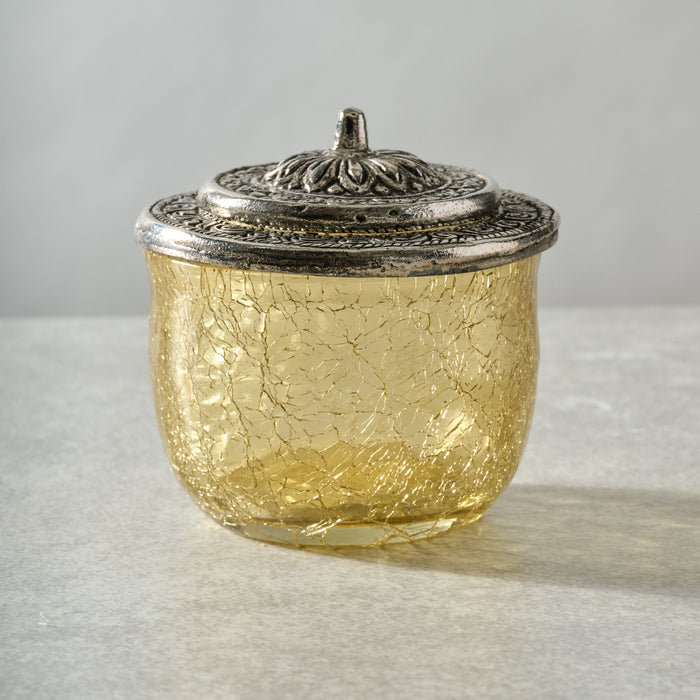 Ria Crackle Glass Jar - Pastel Yellow 1