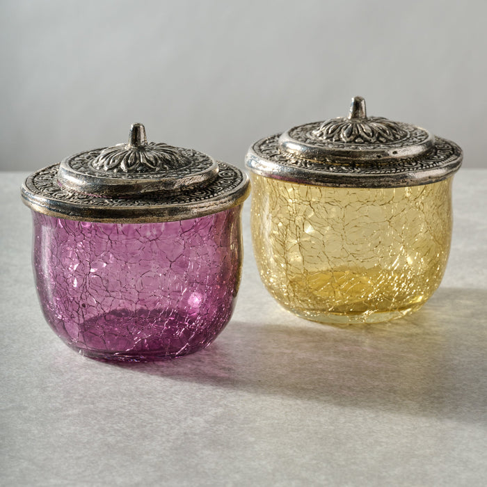 Ria Crackle Glass Jar - Purple 4