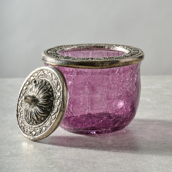 Ria Crackle Glass Jar - Purple 2