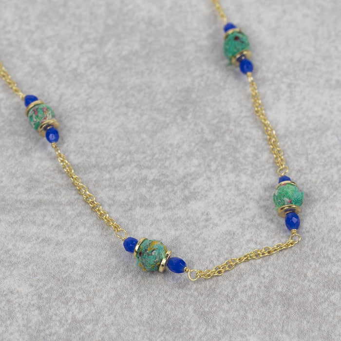 Recycled Sari & Glass Bead Necklace 3