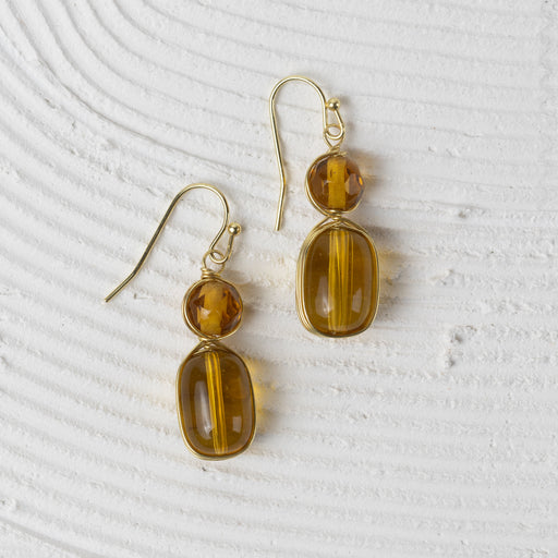 Amber Glass Drop Earrings