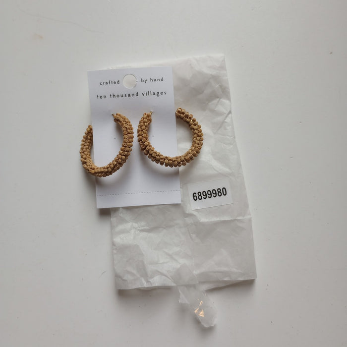 Kuteer Wood Bead Hoop Earrings 5