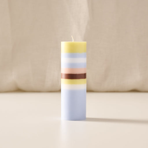 Rayi Natural Short Stripe Palm Wax Pillar Candle